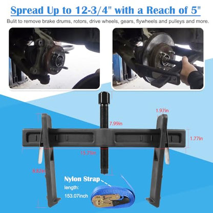 6980 Brake Drum and Rotor Puller Kit, Spreads Up to 12-3/4", Reach 5"