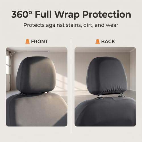 2 PCS Car Headrest Covers, Stretch Fabric Head Rest All-round Dustproof Protector, Elastic Breathable Washable Headrest Sleeves, Reusable Car Interior Accessories (Gray) - color: Gray