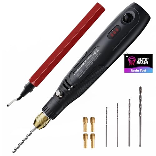 LET'S RESIN 3-Speed Cordless Drill, 10Pcs Electric Resin Jewelry Drill