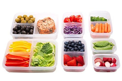 Komax Biokips Lunch Containers Set of 4 - Airtight Food Storage Containers w/ 2 Removable Compartments – BPA-Free Plastic Meal Prep Container Set - Dishwasher Safe Lunch Box Containers (30.4 oz)
