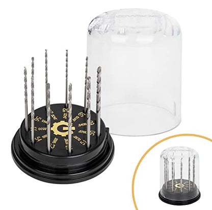 GYROS 11 PCS Mini Twist Drill Bit Set #50 to #60 w/Dome Storage Case, Carbon Steel Wire Gauge Micro Drill Bits for Jewelry, Plastic, & Soft Metal | Small Drill Bits for Pin Vise & Rotary Tool - size: Carbon Steel #50-60