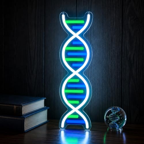 DNA Double Helix Neon Signs for Wall Decor, Dimmable LED DNA Neon Light Art Wall Sign for Man Cave Gaming Room Bedroom Biology Science Gift Decor for Nurse Doctor Physician Student - color: DNA Model Neon Sign