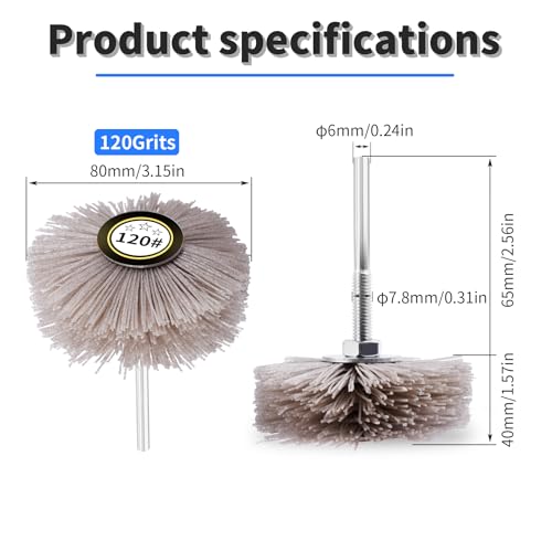 2pcs Nylon Wheel Brush, 120 Grit, 6mm Shank - style: 2Pcs 120#