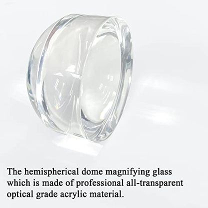 MAGDEPO 4X Acrylic Dome Magnifier 2.5 inch Crystal Clear Paperweight with Card Size Magnifying Sheet for Blueprints, Maps, Newspapers, Hobbies, etc. - size: 2.5"