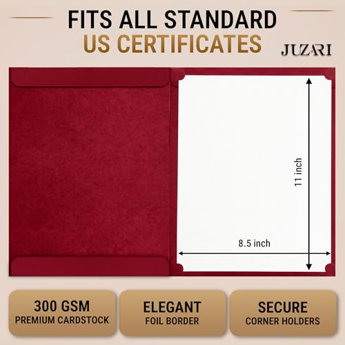 30 Pack Double Sided Certificate Holders 8.5x11 Burgundy - Heavyweight 300gsm Cardstock Diploma Holder - Dual Certificate Folder Letter Size Graduation Award Certificate with Gold Foil Diploma Cover - color: Burgundy-Gold, size: 30 Pack