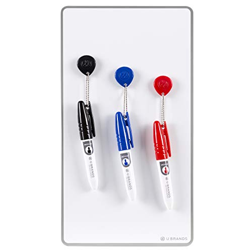 U Brands Magnetic Dry Erase Board White Board Value Pack, 6" x 11", Frameless, Includes 3 Magnetic Markers