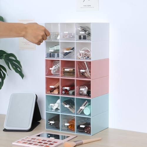 Desktop Organizer With 9 Drawers, Pencil Box, Stationary Organizer - color: 3 Tall Layers & 9 Drawers, White