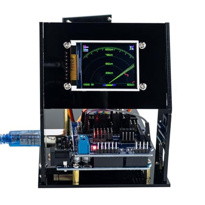 LAFVIN Simulation Ultrasonic Radar Sensor Module DIY Kit 180-Degree Scanning Detector Compatible with Arduino IDE