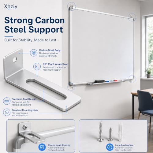 12 Sets White Board Hanging Kit with L-Shaped Mounting Brackets