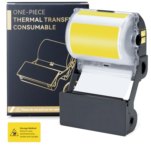 Phomemo PET Label for E50RPO, All-Weather Indoor/Outdoor, Square Self-Adhesive 1.96"x1.18"(50x30mm), 200 Labels/Roll, Black on Yellow Labels Tape.
