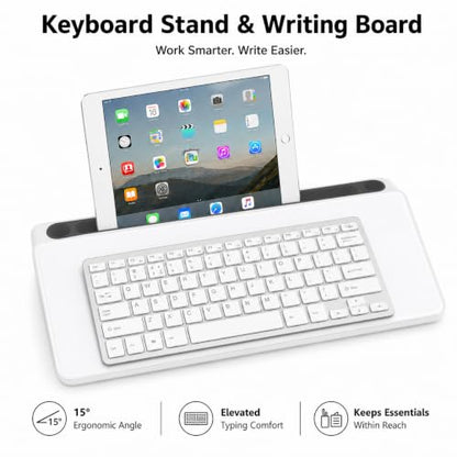 Glass Desktop Whiteboard,Dry Erase Board Buddy Keyboard Stand - color: Black&white