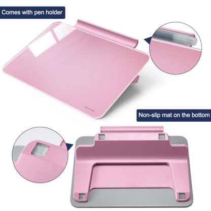 TSJ OFFICE Small Desktop Whiteboard - Glass Dry Erase Board 8 X 6 Inches Tabletop Easel Whiteboard with Stand, Desk Board Buddy for Artist, Teacher and Student - Pink ＆ Gold - color: 8 X 6 Inches - Pink ＆ Gold
