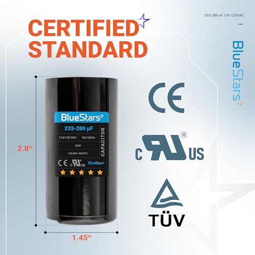 BlueStars 233-280 uF MFD 110-125 VAC Motor Start Capacitor Electric - size: 233-280 MFD 110-125 VAC
