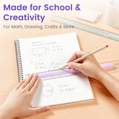 Sooez 6 Pack Ruler 12 Inch, Anti-Slip Clear Rulers for Kids School, Pastels - color: Pastels Style, size: 6 Pack