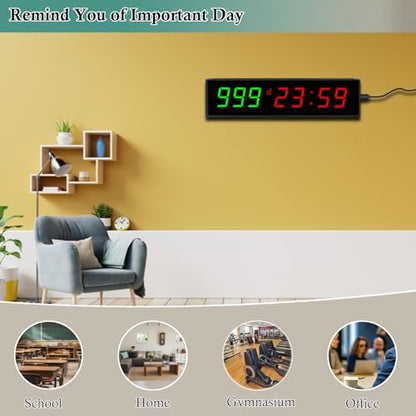 Digital Days Countdown Timer Clock,Retirement Countdown Calendar up to 999 Days,Count Timing Up Stopwatch,LED Wall Clock with Remote control for Wedding Birthday Event Sports Vacation Examination