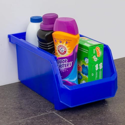 ReadySpace Large Stackable Plastic Storage Bins, 6-Pack, Blue - color: Blue, size: Large, 6-Pack