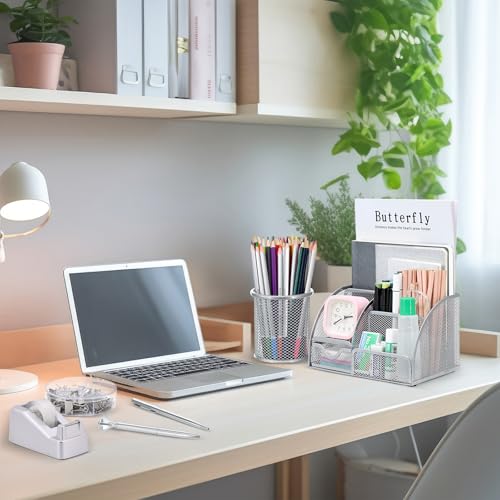 13-in-1 Office Desk Organizer Set for Back to School Supplies Accessories - color: Silver
