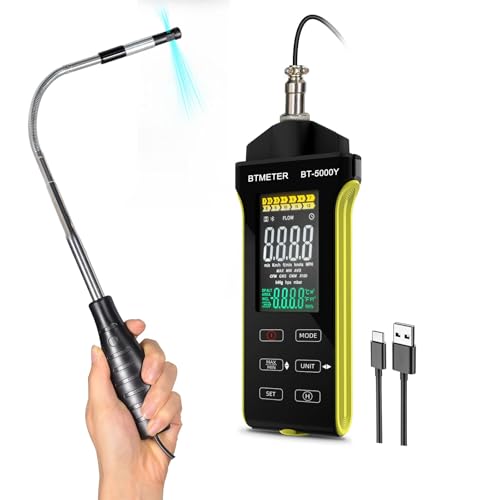 BTMETER Hot Wire Anemometer - CFM/CMM Air Flow Meter Measuring 0.2-67 Mph - color: Yellow