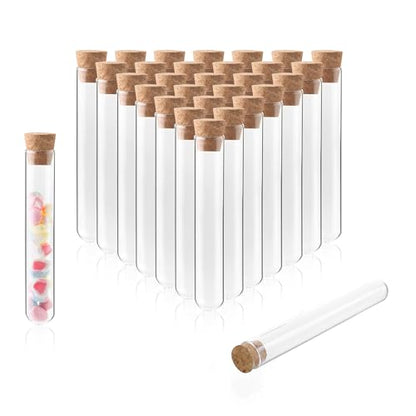 ULAB Scientific 20pcs 50ml Round Bottom Glass Test Tubes Set, 3.3 Borosilicate Glass, Dia.25x150mm, Packed with Stoppers, UTT1026 - style: 20pcs 50ml Glass Test Tubes with Stopper