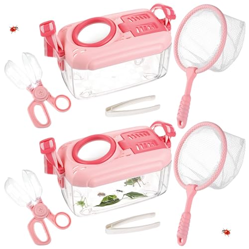 Biggun 2 Set Bug Catcher for Kids Ages 3-10 Explorer Toys Birthday Gift - color: Pink