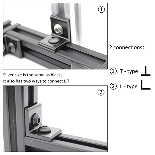 10Sets 10 Series 1" x 1" Aluminum Extrusion Profiles Corner 1010 Series Angle Bracket Connector with M6 T Slot Nuts Bolts for 1 Inch x 1 Inch Extruded Aluminium Profile Rail - style: 10 sets bracket with m6