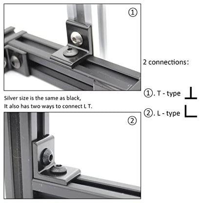 10Sets 10 Series 1" x 1" Aluminum Extrusion Profiles Corner 1010 Series Angle Bracket Connector with M6 T Slot Nuts Bolts for 1 Inch x 1 Inch Extruded Aluminium Profile Rail - style: 10 sets bracket with m6