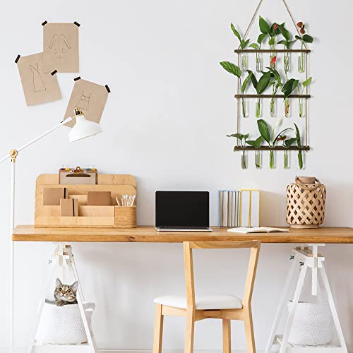 YIBOT Plant Propagation Stations with Wooden Stand 15 Glass Test Tubes Vase - color: Brown, size: 14"L x 14"W x 35"H