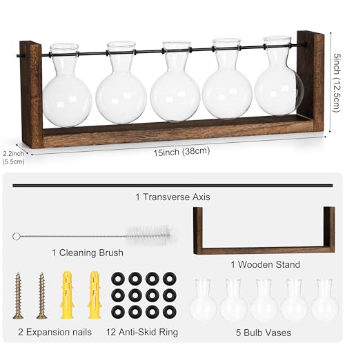 YIBOT Wall Hanging Glass Planter Plant Propagation Vase-5 Bulb Glass Vases - size: 5Bulb-M