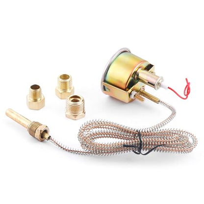 Dyno Racing 2" 52mm 12V Pointer Mechanical Water Temperature Temp Gauge (50-140℃,130-280℉),Yellow Light Car Meter with Sensor NPT 1/2, NPT 3/8, NPT 1/4, 1.8m Wire Length - style: 50-140℃ & 130-280℉