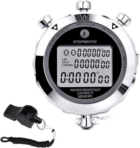 Digital Stopwatch Timer Stop Watch Stopwatch for Sports Competition - color: 100 Lap Metal