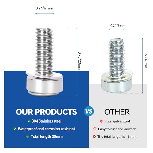 30-Pack 304 Stainless Steel M6*20mm Rack Screws & Cage Nuts - color: 304 stainless steel-M6, size: 30 Pack