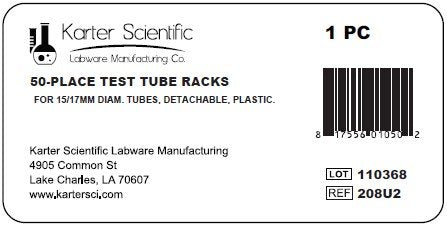 Plastic Test Tube Rack for 15/18 mm Tubes, Hole Diameter is 18.7mm, Holds 50, Detachable, Karter Scientific 208U2 (Pack of 1) - size: 15/18mm, style: Pack of 1