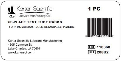 Plastic Test Tube Rack for 15/18 mm Tubes, Hole Diameter is 18.7mm, Holds 50, Detachable, Karter Scientific 208U2 (Pack of 1) - size: 15/18mm, style: Pack of 1