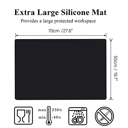 Gartful Silicone Mat for Crafts, 27.5 x 19.6 x 0.06 inches Silicone Pad Sheet Jewelry Resin Casting Mold, Extra Large Heat Resistant Countertop Mat, Non Skid Counter Table Protector, Placemat, Black - color: Black, size: 27.6" x 19.7"