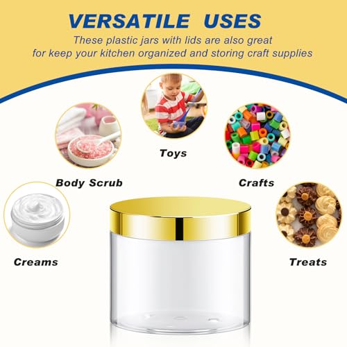 24 Pack 12 oz Clear Cosmetic Jars with Gold Lids and Labels for Hair Masks - color: Clear with Gold Lid, size: 12 oz