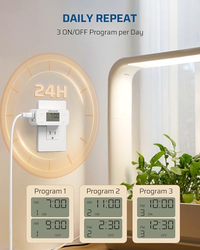 DEWENWILS Indoor 24 Hour Programmable Digital Timer Outlet, 1 Outlet,1 Pack - style: White-1PK