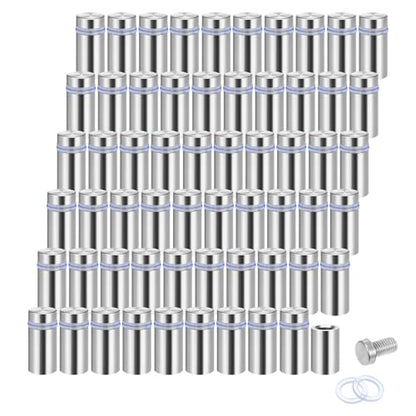 60 Pcs Sign Standoff Screws, Advertising Screws Stainless Steel Wall Standoff Mounts Glass Acrylic Nail for Glass Artwork and Sign Displays, Stainless Steel Sign Mounting Bracket (1/2 x 1 Inch)