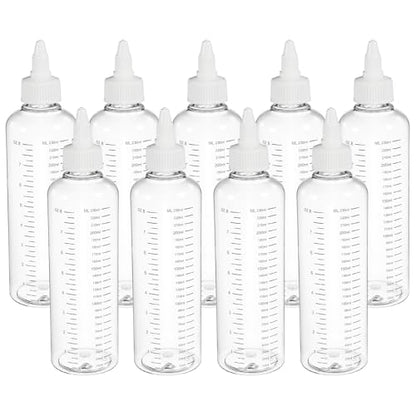 PATIKIL 230ml 8oz,9 Pcs Plastic Squeeze Dispensing Bottle,Transparent,White - color: Transparent/White, size: 230ml