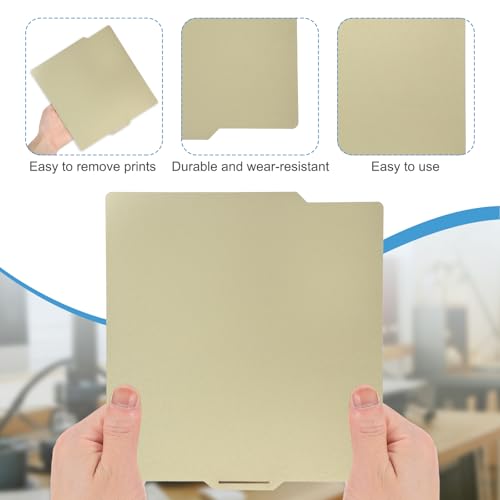 MECCANIXITY PEI Build Plate 257x257mm, Double Side Gold Textured PEI Sheet Spring Steel Build Plate for Bambu Lab P1P/P1S /X1/X1C/A1 3D Printer - size: 257x257mm, style: Double Side Gold PEI