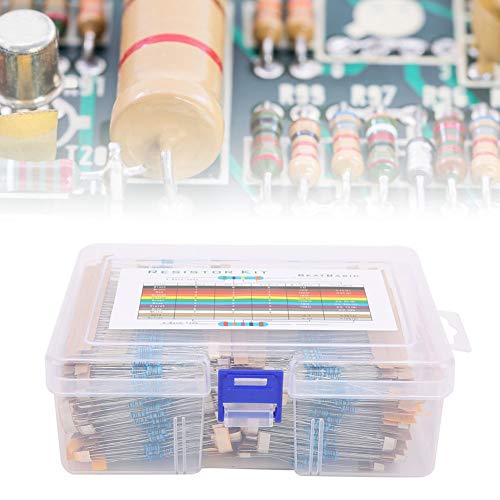 2600 Pieces 130 Values 1% Metal Film Resistors Assortment Kit for DIY Projects, 1 Ohm - 3M Ohm 1/4W Leaded Resistors with Storage Box
