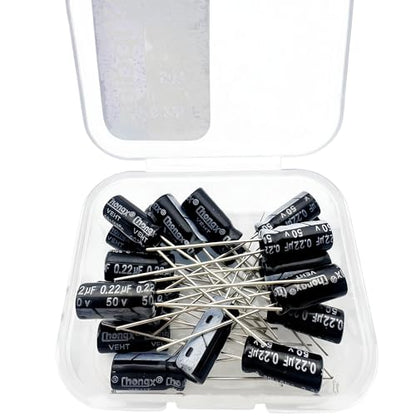 Electrolytic Capacitor YYipdian 0.22uF 50V 5x11mm High Temperature Resilience Aluminum Capacitors (Pack of 20) - size: 0.22uF 50V 5x11mm 20PCS