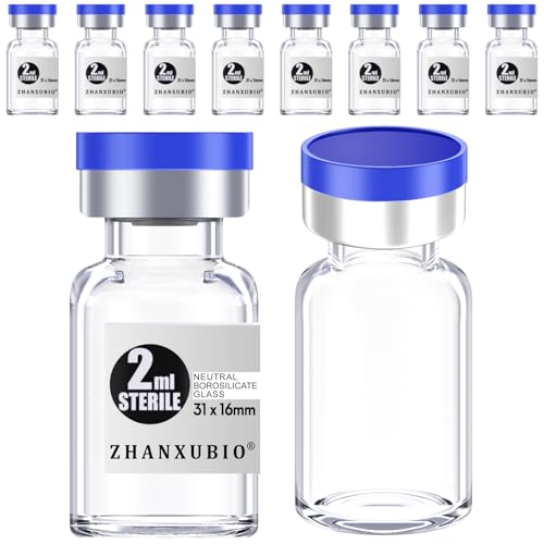 Sterile Empty Vials with Self Healing Injection Port and Aluminum Plastic Cap,Sterile Package (2ml Clear 10PCS) - size: 2ml Clear 10PCS