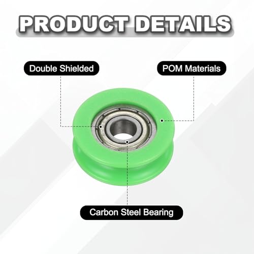 uxcell 20Pcs 605ZZ POM Pulley U-Groove Ball Bearing, 5x21x7mm, Light Green - color: Light Green, size: 5x21x7mm, 605ZZ