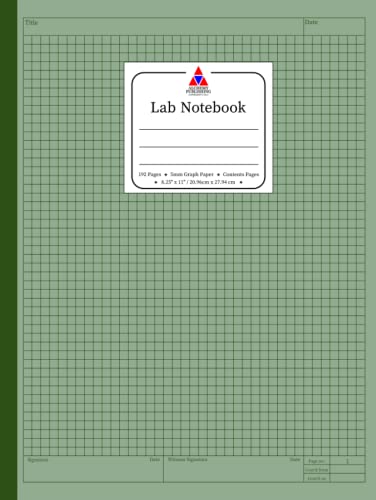 Lab Notebook: Laboratory Notebook for Scientific Studies. 5mm Grid Graph Paper. Numbered Pages. Contents Pages. 192 pages, 8.25"x11". Green Hardcover Edition. (Lab Notebooks)