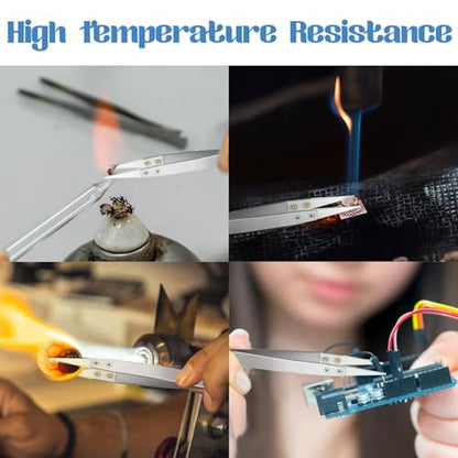 Ceramic Tweezers, Stainless Steel Ceramic Tipped Tweezers for Electronics