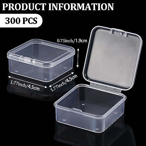 Soaoo 300 Pcs Small Bead Storage Containers, 1.77 x 1.77 x 0.75 Inches - size: 1.77 x 1.77 x 0.75 Inches