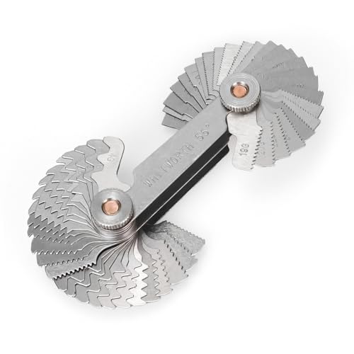 Thread Pitch Gauges Measure Tool Set,Stainless Steel Thread Gauges, Metric & Imperial Screw Gauge SAE Whitworth 55 Degree & Metrisch 60 Degree Thread Pitch Gauge for Industrial Measurement - color: 1P