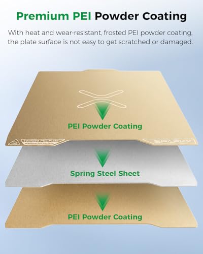 Creality Official SPARKX i7 Build Plate, Double Sided Textured PEI Sheet, 265×300mm Magnetic Flexible Removable Spring Steel Printing Plate, 3D Printer Bed Plate Gold (Without Magnetic Base)