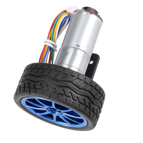 DC 6V DIY Encoder Gear Motor with Mounting Bracket 65mm Wheel Kit Micro Speed Reduction Motor Mini Motor for Art Car Robot Model DIY Engine Toy(100RPM)