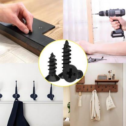 #4 Flat Head Phillips Wood Screws 150Pcs, Carbon Steel, 5/16" - color: Black, size: #4 x 5/16''-150pcs